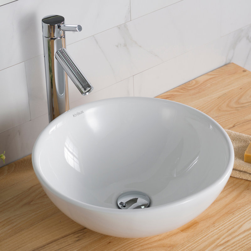 Kraus Ceramic Circular Vessel Bathroom Sink with Faucet & Reviews Wayfair